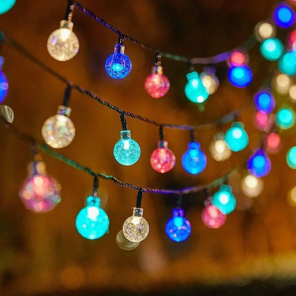 guirlande solaire 200 led effet bulles granuleux rideau lumineux extérieur ip65 modes éclairage