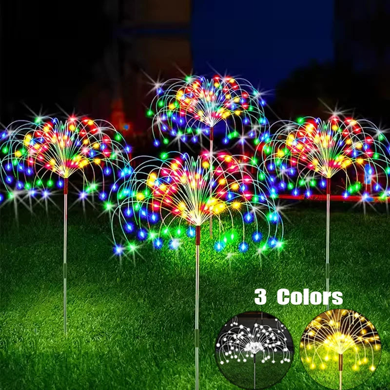 guirlande solaire led decorative feu d'artifice multicolore etanche jardin exterieur