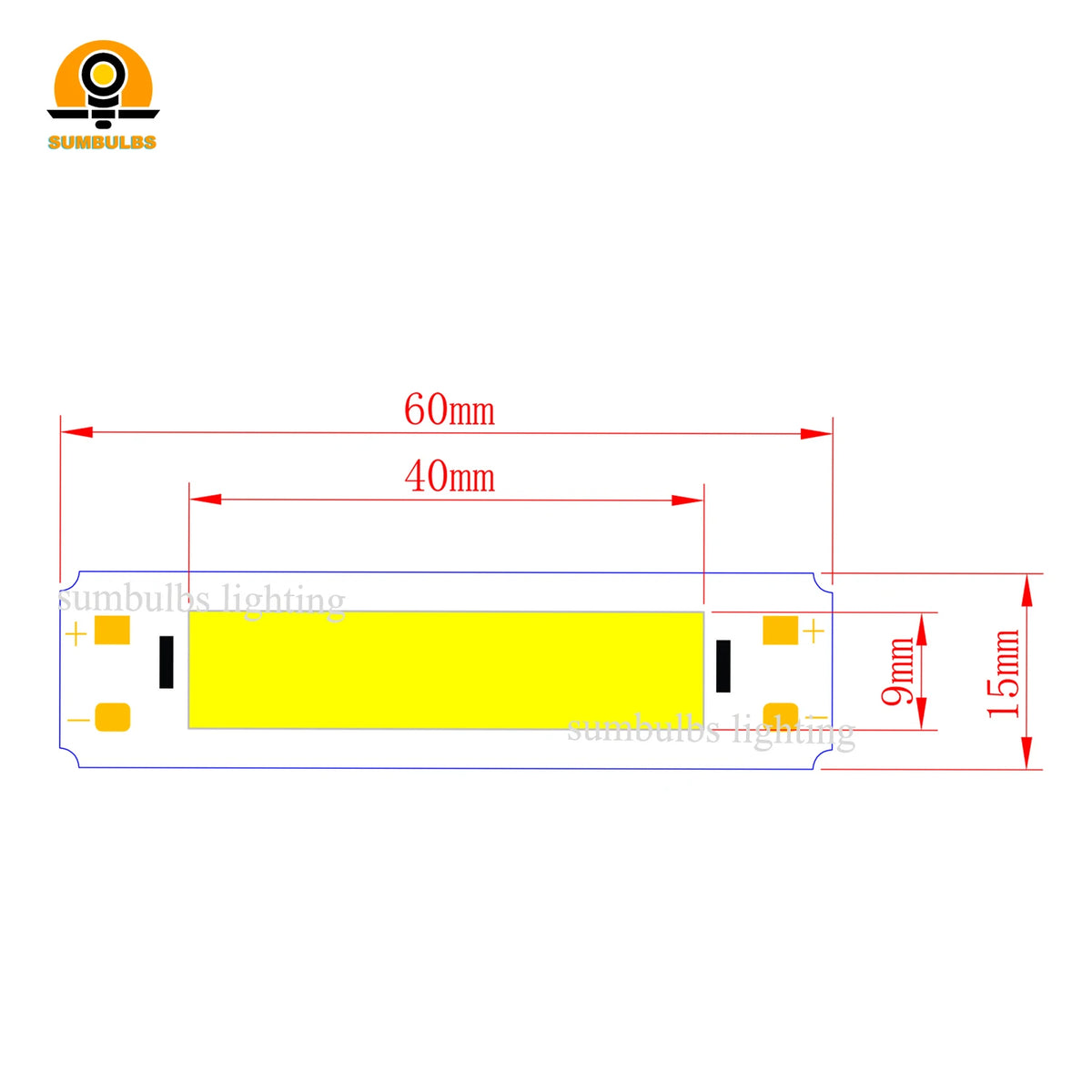 lampe led rectangulaire blanc jaune moderne 60x15mm 50w 5v 3000k 6500k aluminium silicone