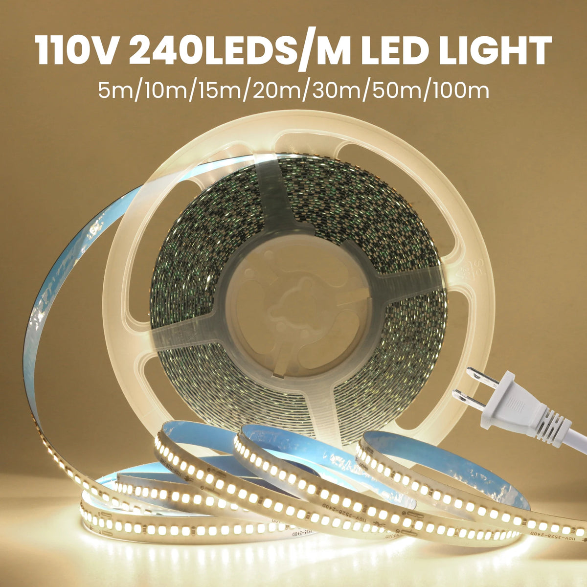 ruban led blanc haute luminosité étanche flexible prise électrique adhésif salon