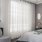 rideau blanc floral brodé transparent moderne maison hospitalière tulle polyester