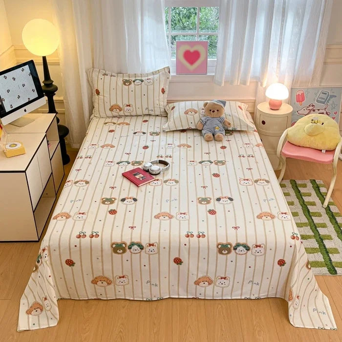 drap lit coton motif animal géométrique moderne gris clair rose pâle