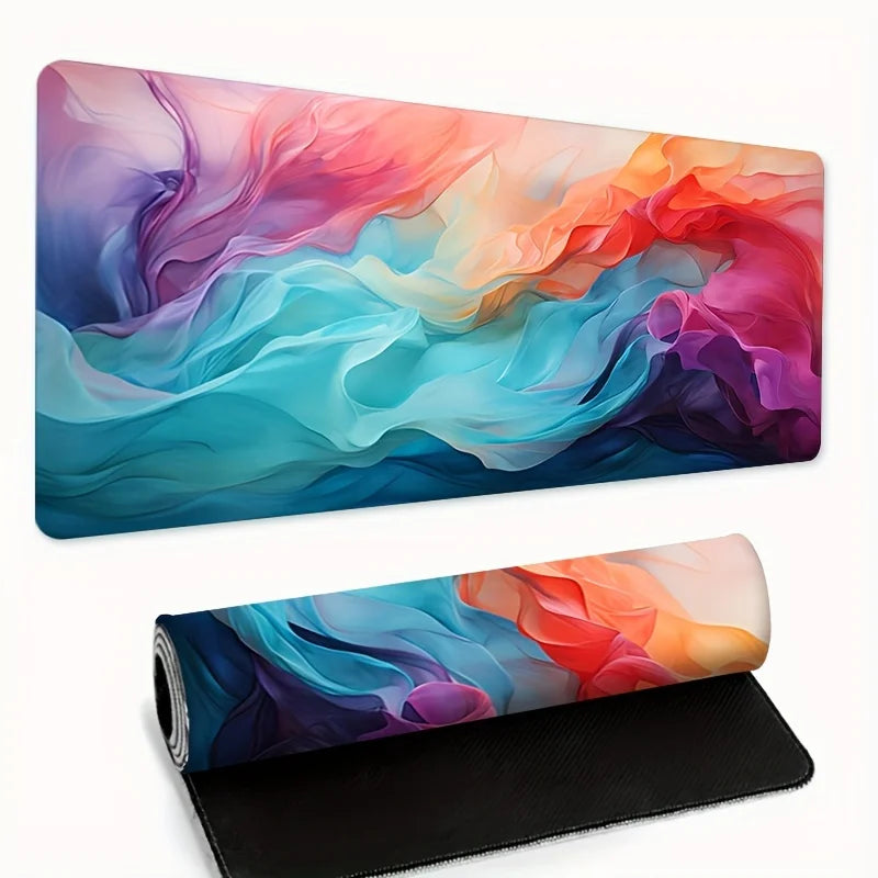 tapis souris multicolore abstrait moderne xxl 400x900mm 500x1000mm opalescent ondulé décoratif