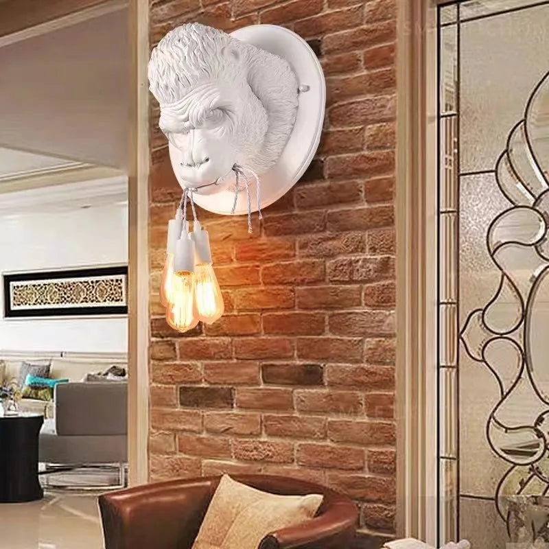 Applique design tête de gorille en résine - Éclairage artistique pour intérieur