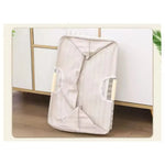 panier linge pliable coton rayures horizontales beige gris moderne poignées plastique