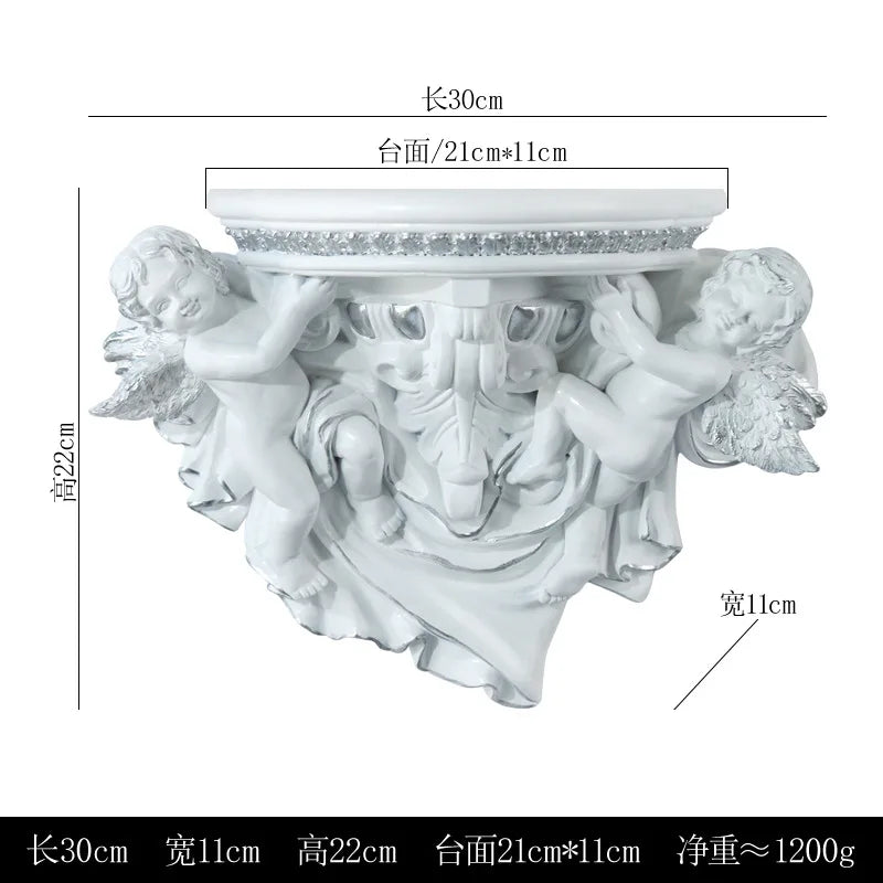 décoration murale étagère ange résine bleu doré blanc classique baroque chambre salon