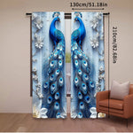 rideaux fenêtre deux pièces paons fleurs exotique floral opacité polyester moderne chambre salon