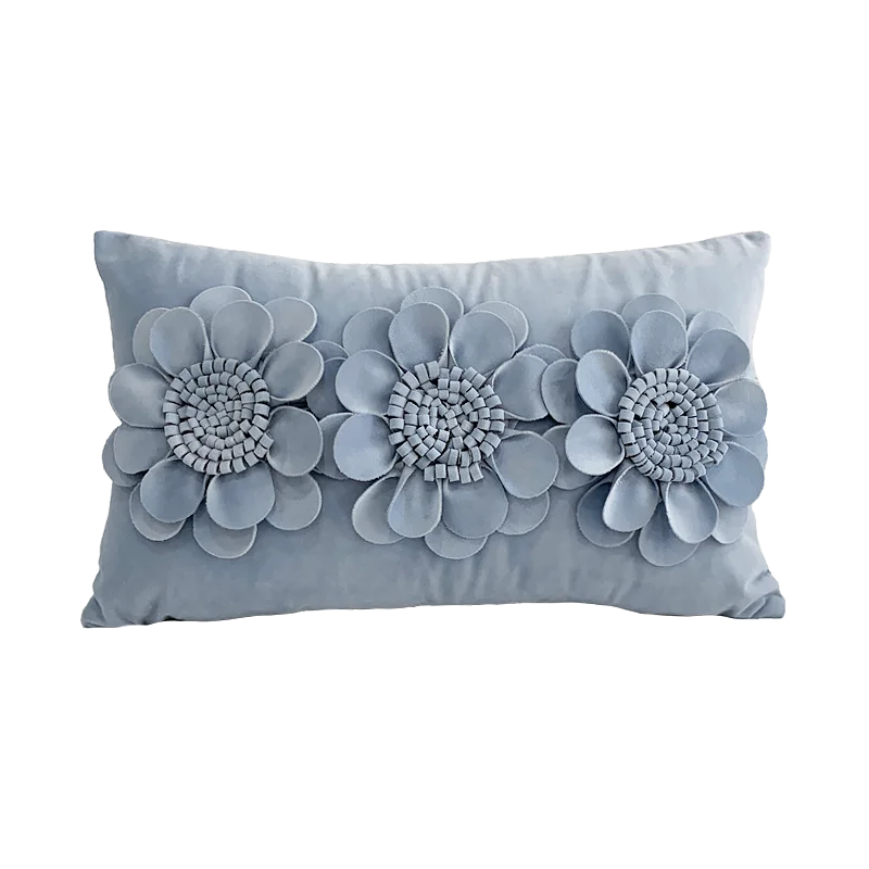 coussin velours moderne motif fleurs relief jaune gris rose blanc décoration intérieure sofa chaise