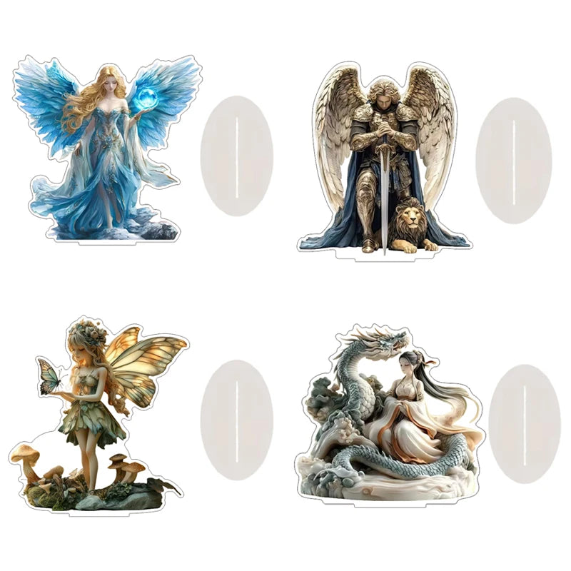 décoration figurine acrylique dragon ange fée motifs floraux orientaliste fantaisie spiritualité
