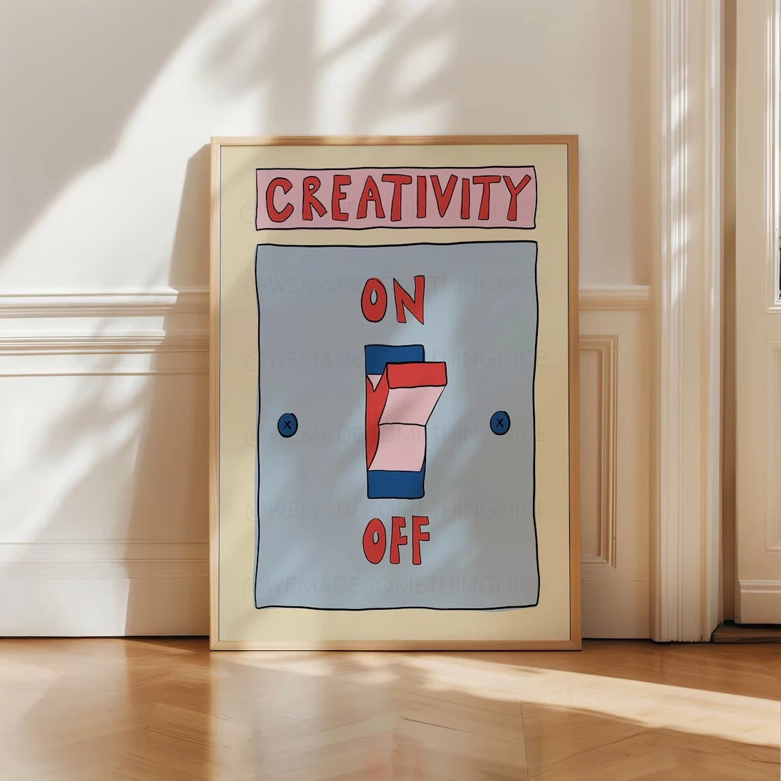 affiche moderne créativité ON OFF gouttes d'eau couleur neutre salon chambre