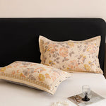 taies d'oreiller jacquard coton motif floral blanc rouge vert gris traditionnel lit maison