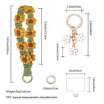 bracelet porte clés fleurs relief tissé jaune vert blanc rose bleu violet rouge vif
