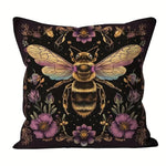 taie d'oreiller abeille vintage fleurs noir polyester lit chambre décoration maison opacité
