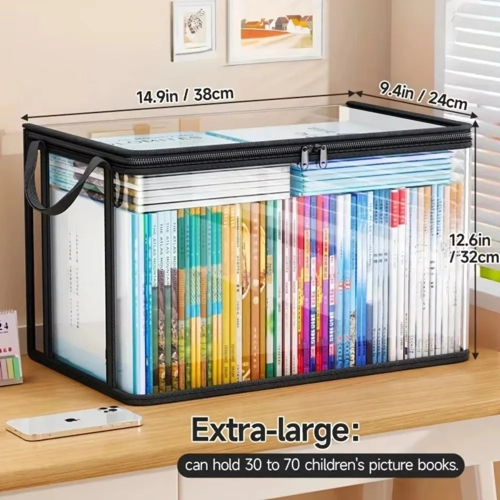 boîte rangement transparente moderne poignées rectangle pvc robuste organisation jouets fournitures scolaires