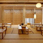 Style chinois moderne du rideau en bambou dans une décoration zen