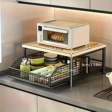 rangements cuisine meuble blanc bois tiroir panier métal grille étagère robuste multifonctionnelle