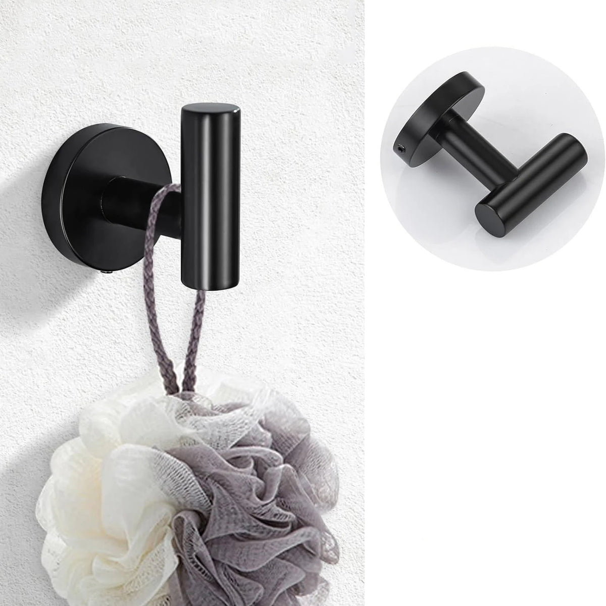 accessoires salle bain noir mat modernes fixés mur barre serviettes anneau papier toilette crochets