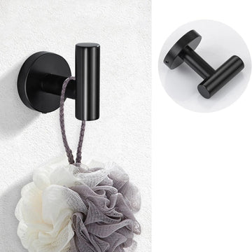 accessoires salle bain noir mat modernes fixés mur barre serviettes anneau papier toilette crochets