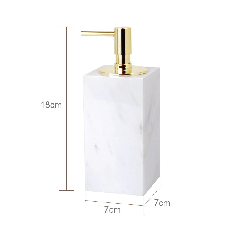 ensemble salle bain marbre blanc doré distributeur savon boîte mouchoirs diffuseur moderne