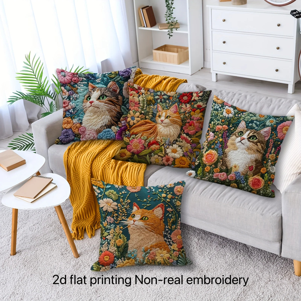 housses coussins carrés imprimé floral modernes polyester peacheskin décoration maison lit voiture 45x45cm