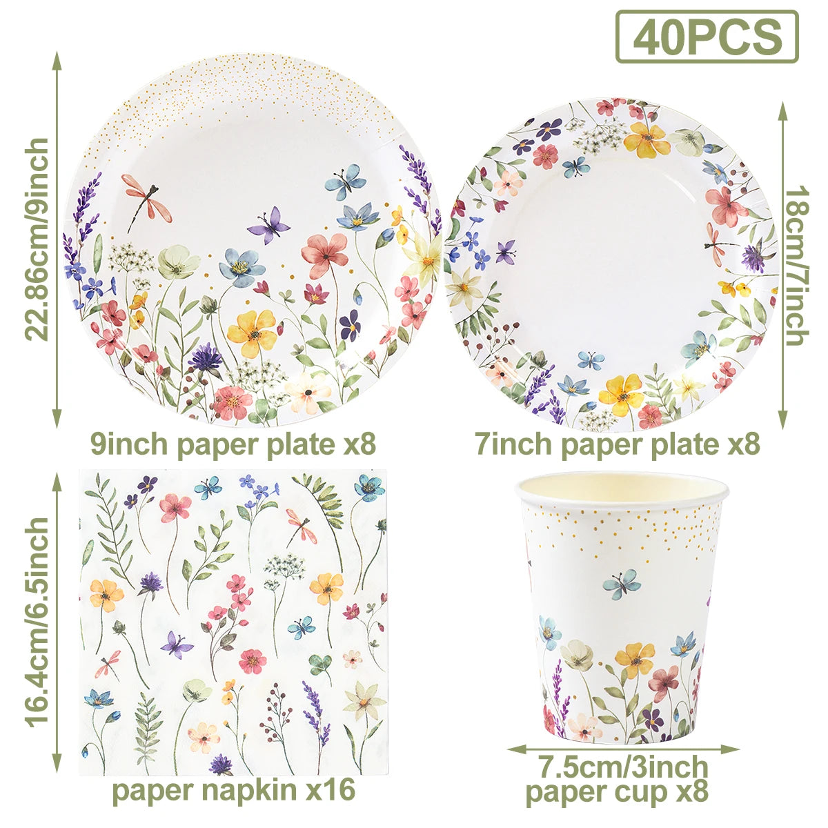 serviettes festives fleurs colorées assiettes verres nappe anniversaire décoration table pâques Blanc multicolore