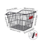 panier vélo arrière noir clips maille métallique sac rangement ciseaux pinces moderne