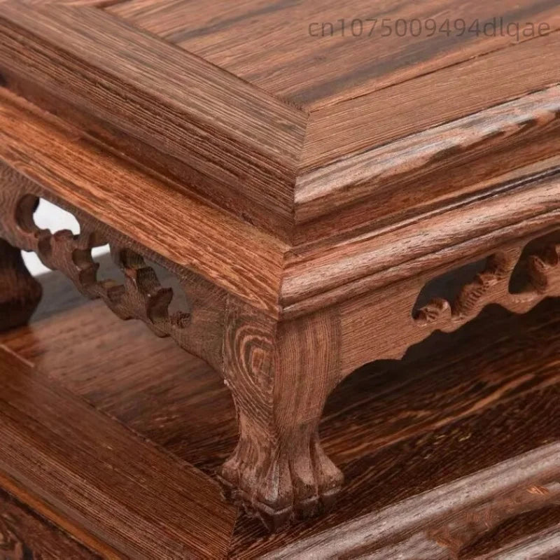 support d'affichage bois sculpté classique pied table vintage marron foncé motifs naturels