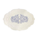 plaque décorative silicone fleurs bleues bordure ornée respectueux environnement blanc classique table cuisine