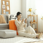 pouf carré moderne simili cuir beige orange vert mousse pe doux anti décubitus minimaliste