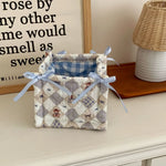 paniers rangement coton pois carreaux rayures ours rose clair blanc bleu clair beige texturé