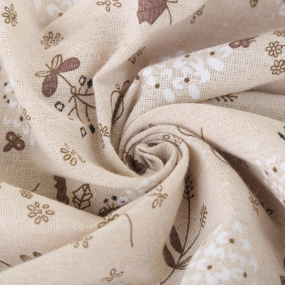 tissu coton imprimé fleurs beige rustique décoration maison bricolage couture résistant