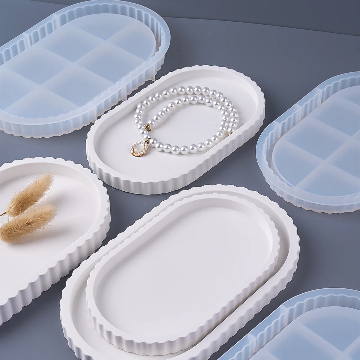 plateau silicone dentelé moule rangement bijoux décoration artisanale minimaliste figurines