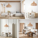 suspension rotin tressé naturel moderne rustique chaîne métallique opacité 60cm chambre restaurant