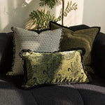 housse coussin motif léopard noir vert olive moderne décoration intérieure polyester carré sofa chaise