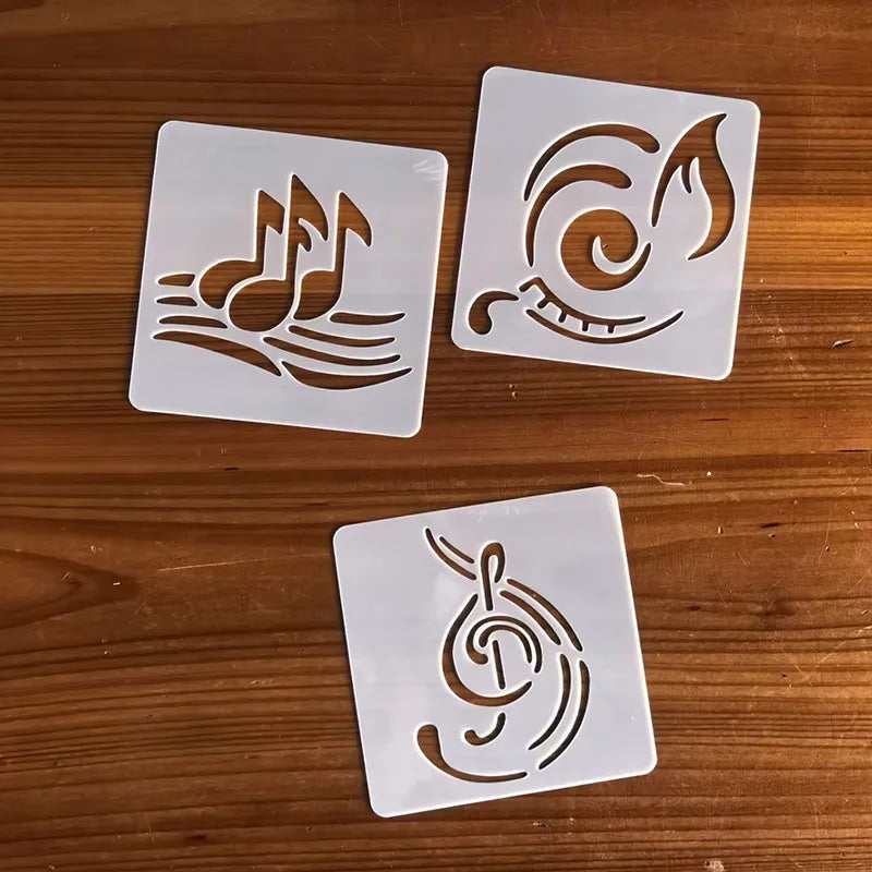pochoirs stencil blanc notes musicales motifs abstraits moderne graphique peinture murale meubles scrapbooking