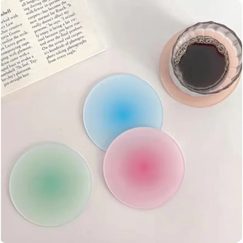 coasters acrylique couleur dégradée vert clair rose bleu moderne minimaliste maison