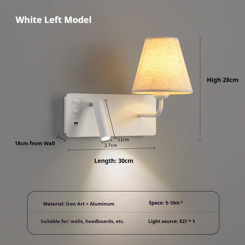 lampe murale moderne prise usb abatjour orientable blanc beigeclair