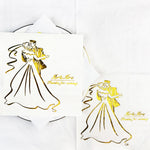 serviettes jetables mariage motif couple dancing festives élégantes occasion anniversaire Blanc Or