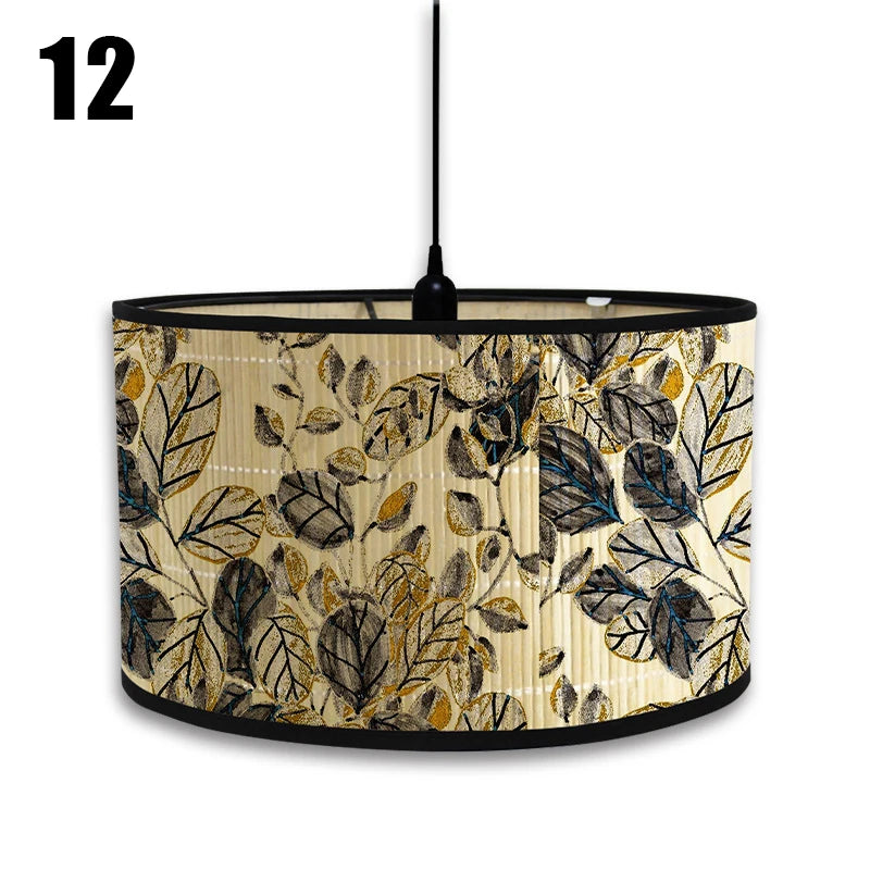 abat jour vintage bambou imprimé floral boho chic décoration maison art déco