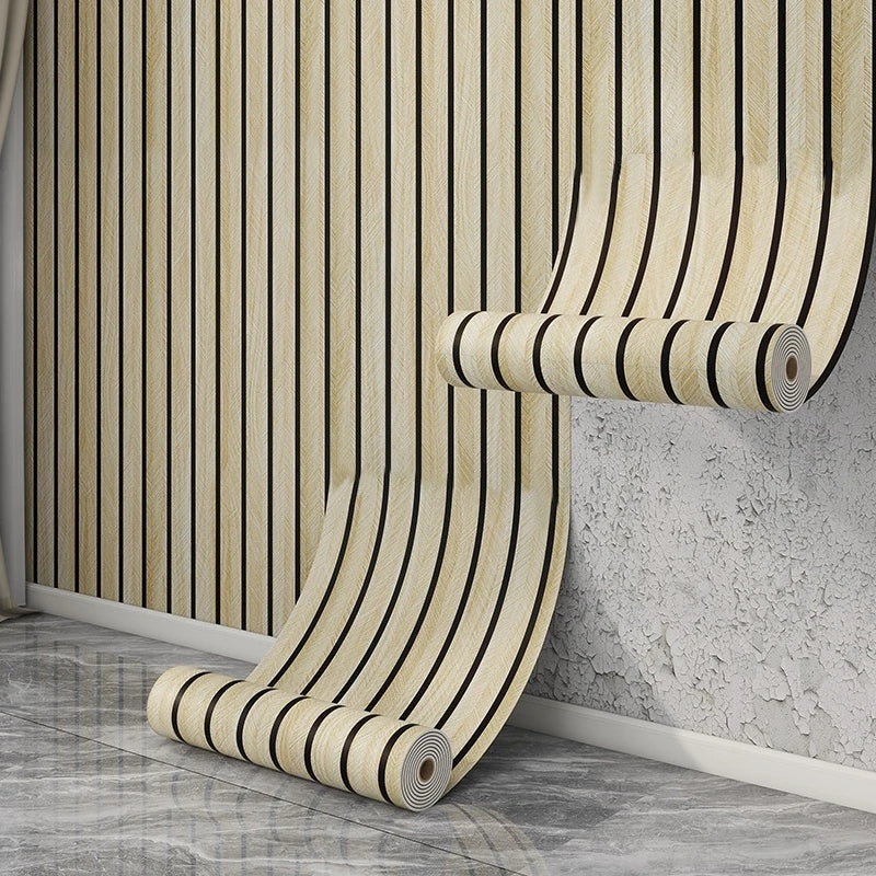 papier peint autoadhésif vinyle moderne rayures beige noir 10m résistant l'eau chambre salon
