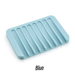 support savon silicone rayures horizontales gris rose blanc moderne comptoir salle bains