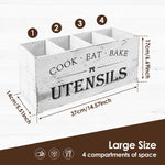 boîte ustensiles bois naturel rustique moderne compartiments ustensiles gris organisateur cuisine