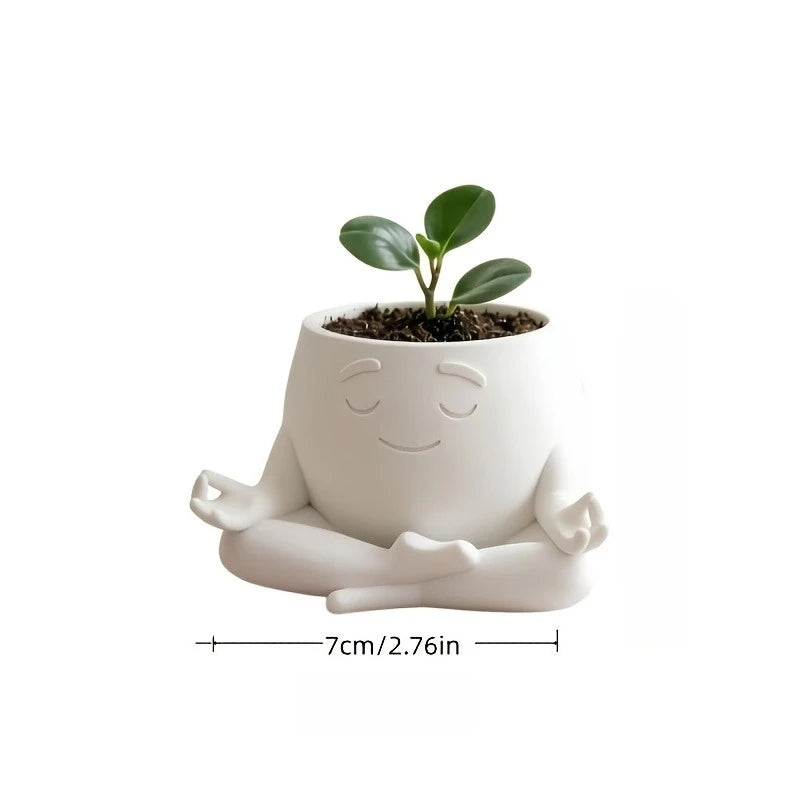 pot fleurs forme méditant blanc surface mat décorative zen minimaliste succulentes tapis diffuseur parfum