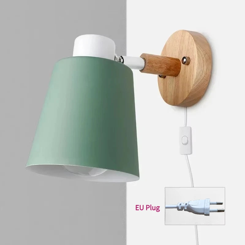 lampe murale moderne gris noir vert jaune blanc conique mate câble électrique prise interrupteur