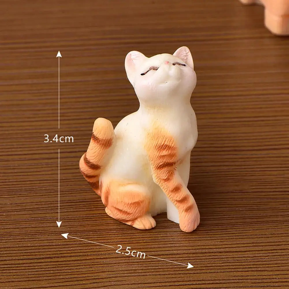 statuettes chats résine animaux compagnie réaliste détaillées blanc gris noir orange bleu yeux colorés