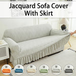 housse canapé gris clair jacquard motif feuilles stylisées élastique protection banc