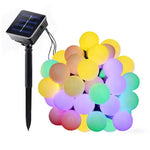 guirlande lumineuse solaire multicolore 50 led boules sphériques moderne piquet noir