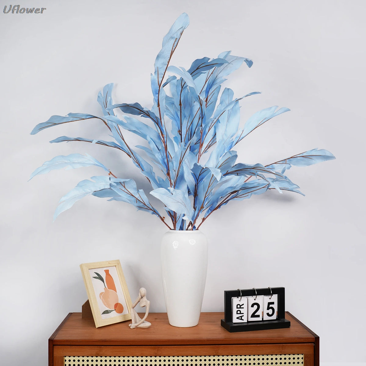 plantes artificielles soie vigne moderne vase blanc statuettes décoration intérieure minimaliste feuilles larges
