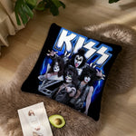 coussin carré motif kiss polyester pop rock noir imprimé dobbys décoratif 40x40cm 45x45cm 50x50cm