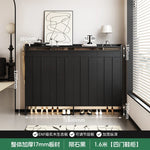 meuble entrée moderne noir panneaux verticaux lisses rangement tabouret coussin plaques mesure